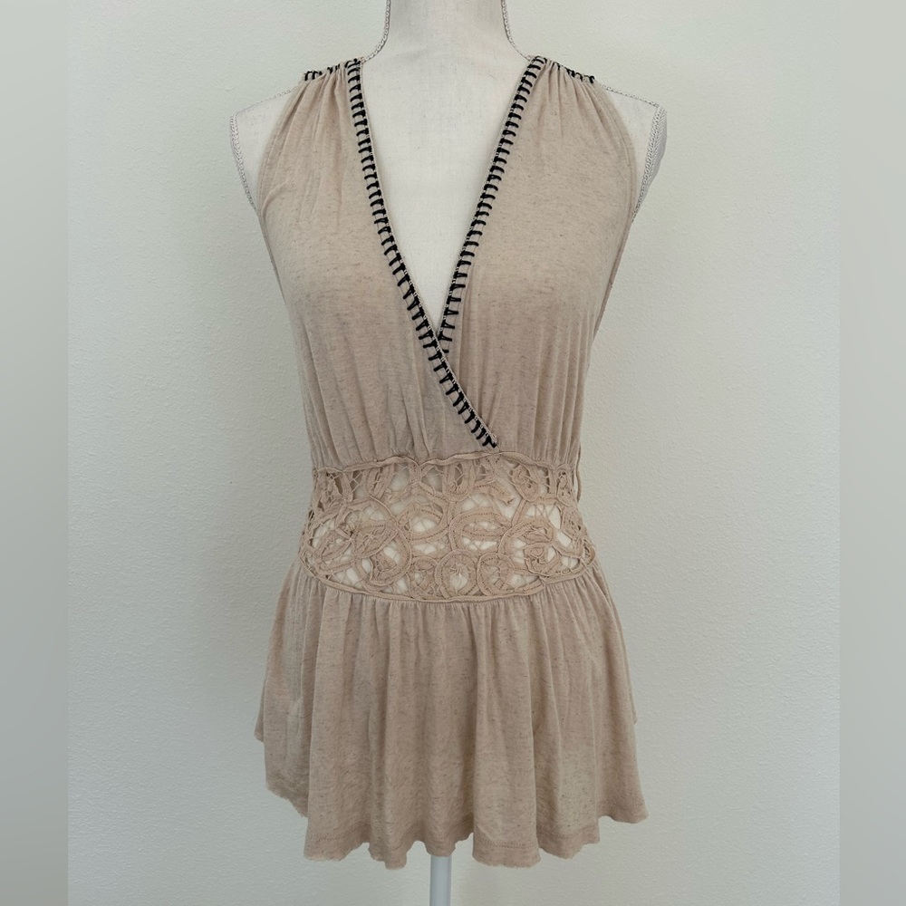 Free People Lace Waist Detail Sleeveless Top